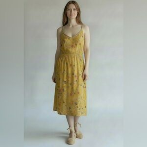 2/$30 West Loop Yellow Floral Sleeveless Midi Dress